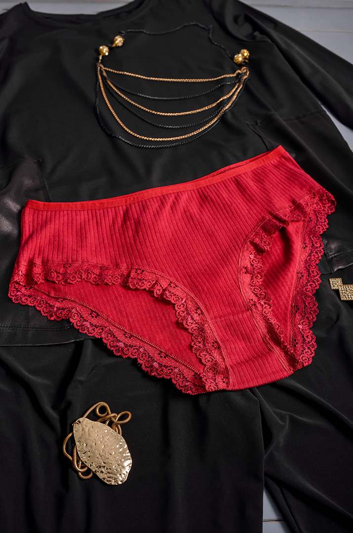 Труси в рубчик з мереживом великих розмірів