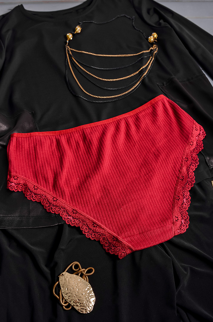 Труси в рубчик з мереживом великих розмірів