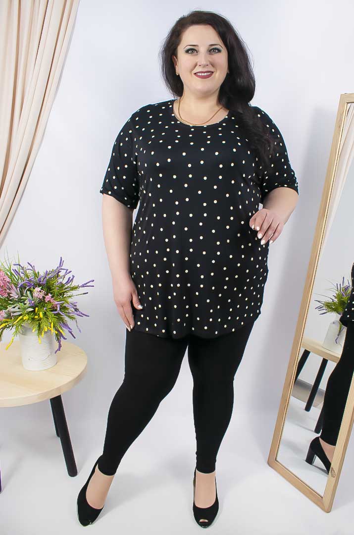 Туніка коротка в горох супер батал
