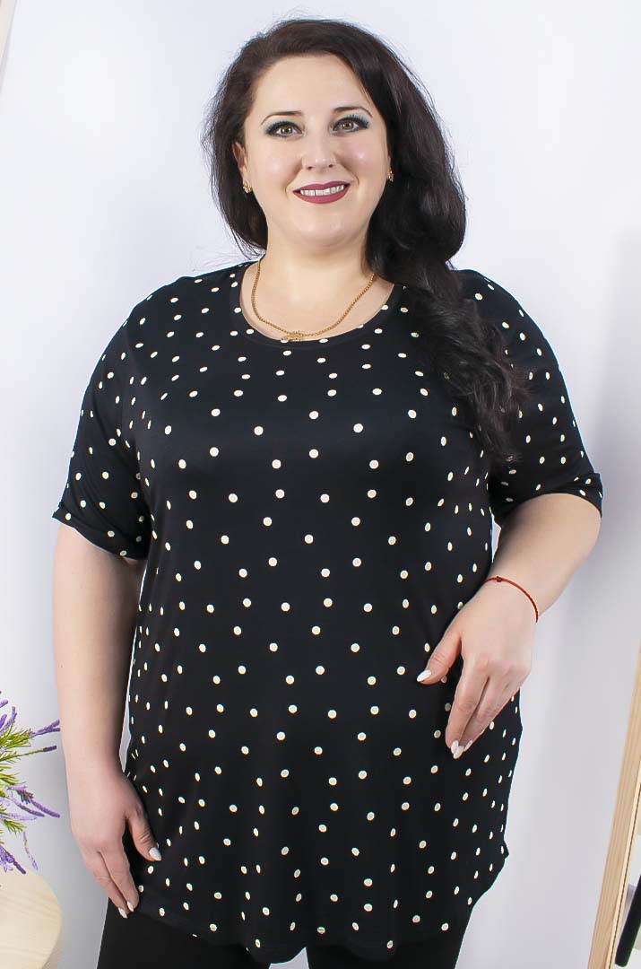 Туніка коротка в горох супер батал