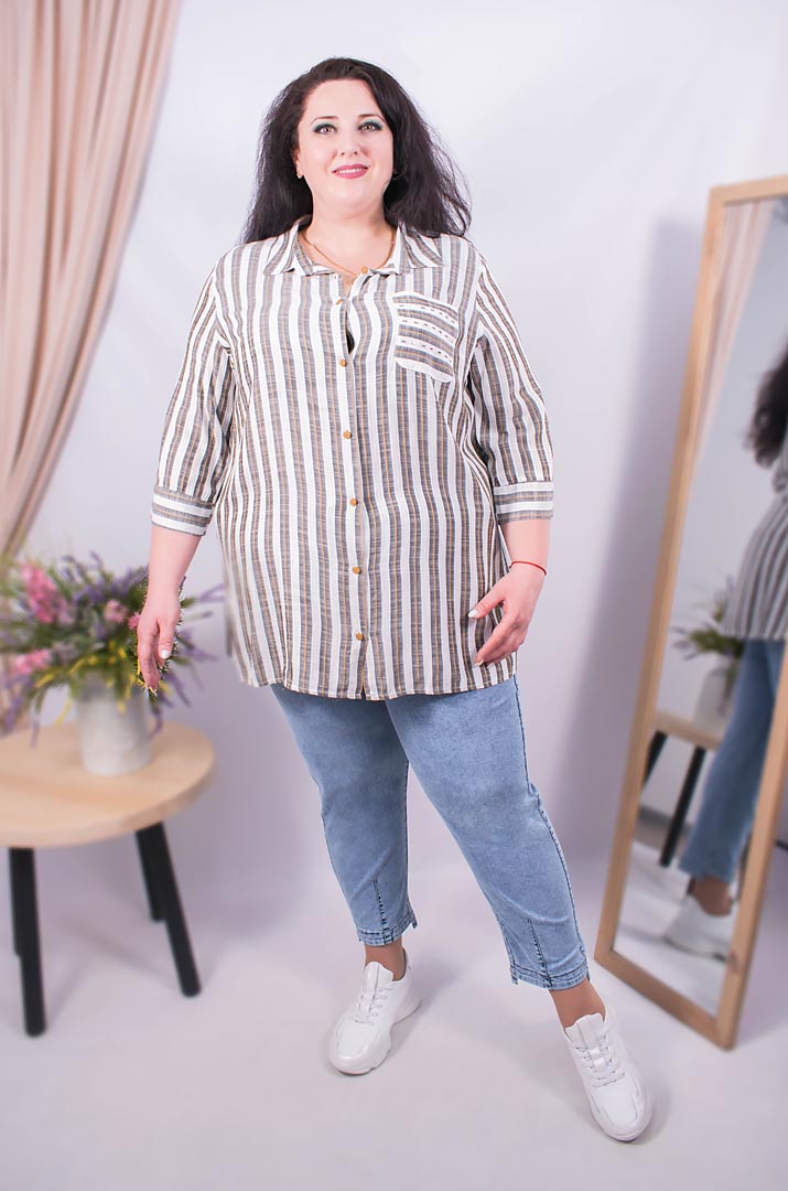 Рубашка-туника на пуговицах батал