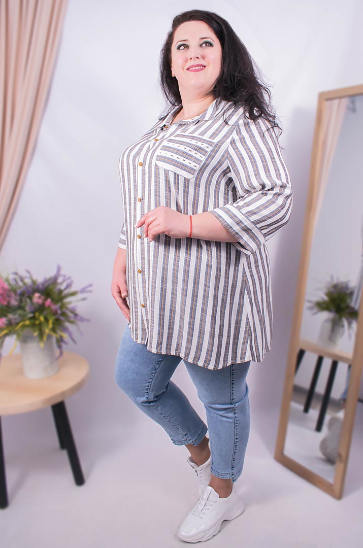 Рубашка-туника на пуговицах батал