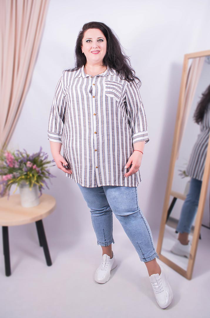 Рубашка-туника на пуговицах батал