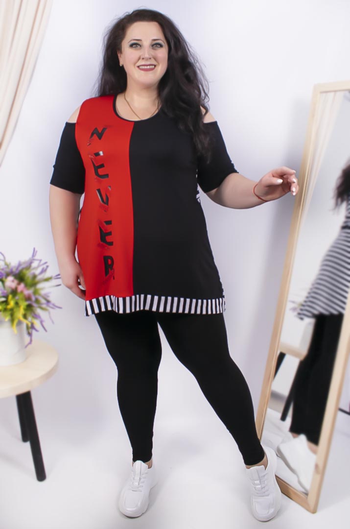 Туніка з відкритим плечем батал