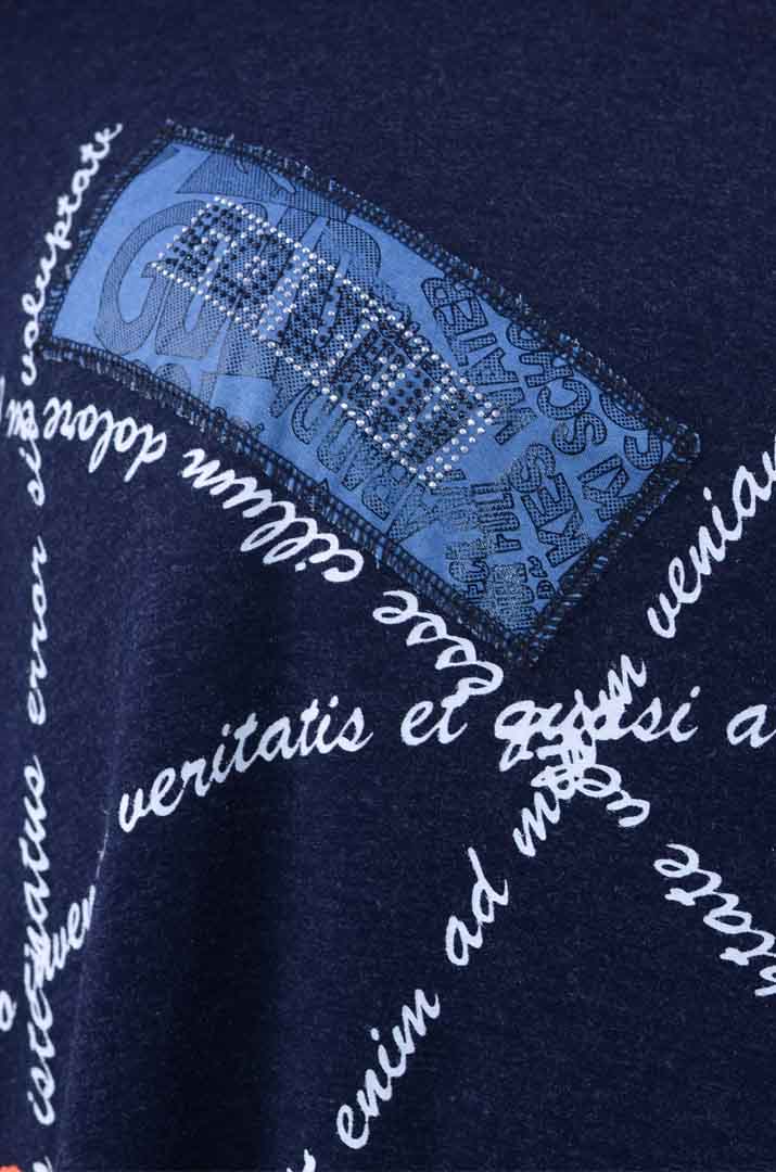 Туніка коротка трапеція з яскравим декором батал