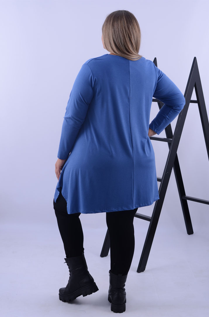 Туніка коротка трапеція з яскравим декором батал