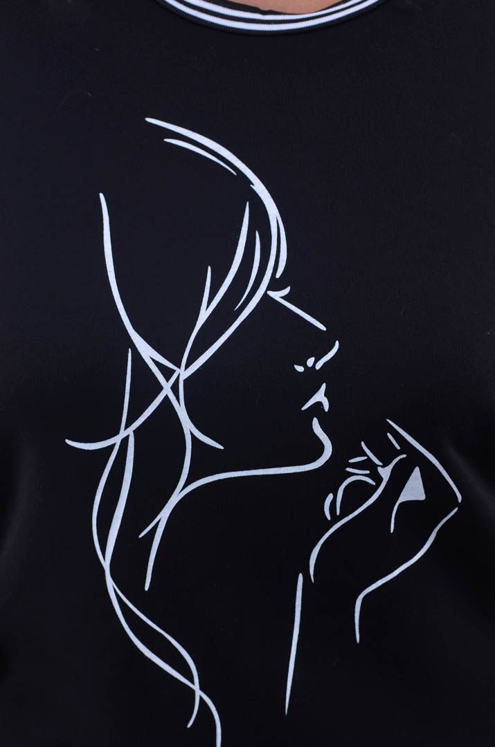 Тепла укорочена туніка з малюнком батал