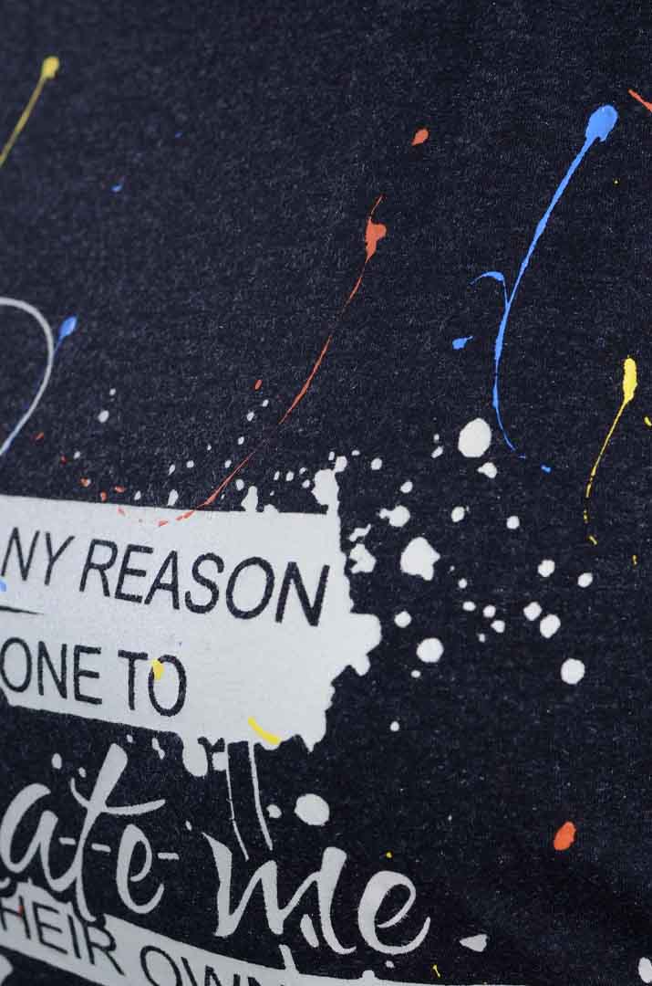 Туніка трапеція з кольоровим принтом і написом батал