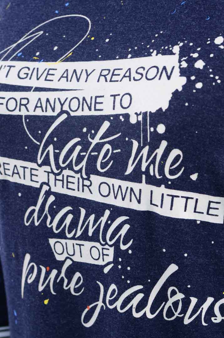 Туніка трапеція з кольоровим принтом і написом батал