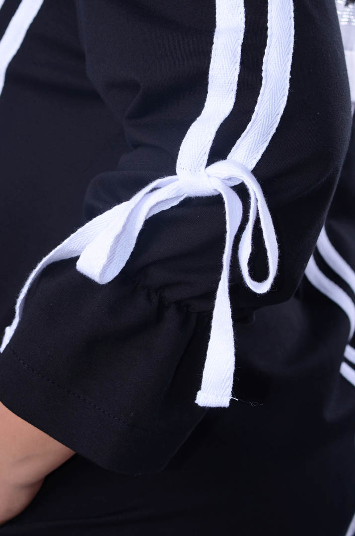 Стильна укорочена туніка з декором супер батал