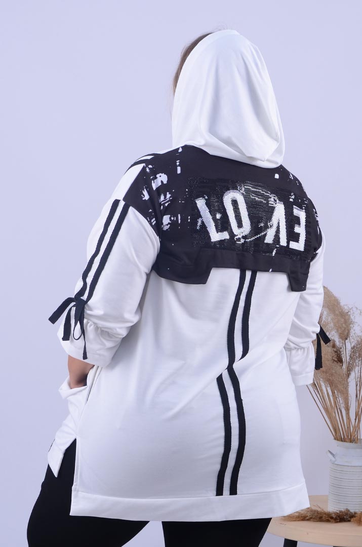 Стильна укорочена туніка з декором супер батал