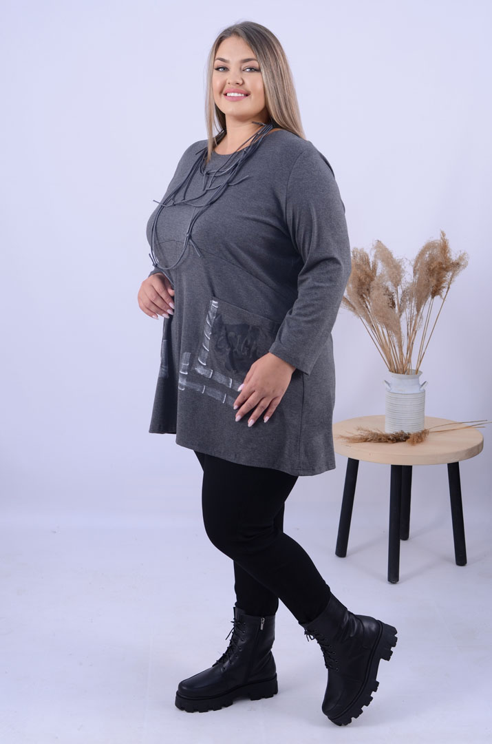 Туніка трапеція з прикрасою супер батал
