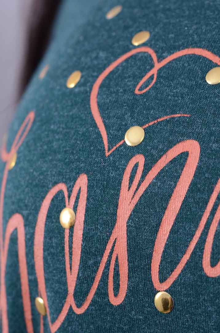 Туніка трапеція з принтом і металевими елементами супер батал