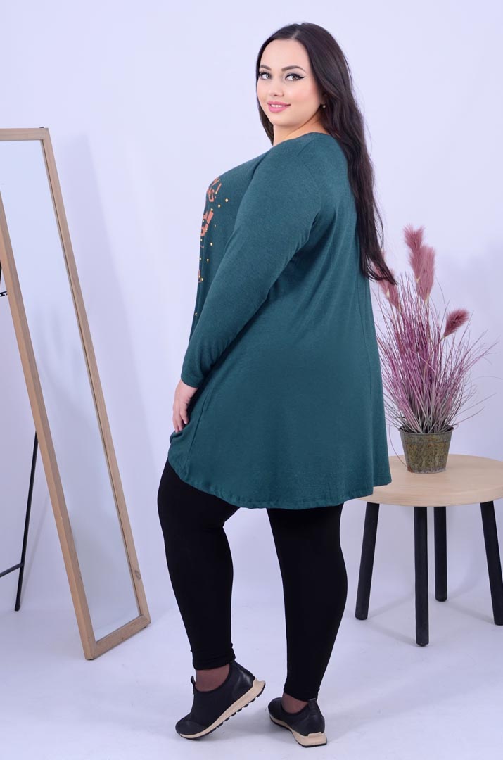 Туніка трапеція з принтом і металевими елементами супер батал