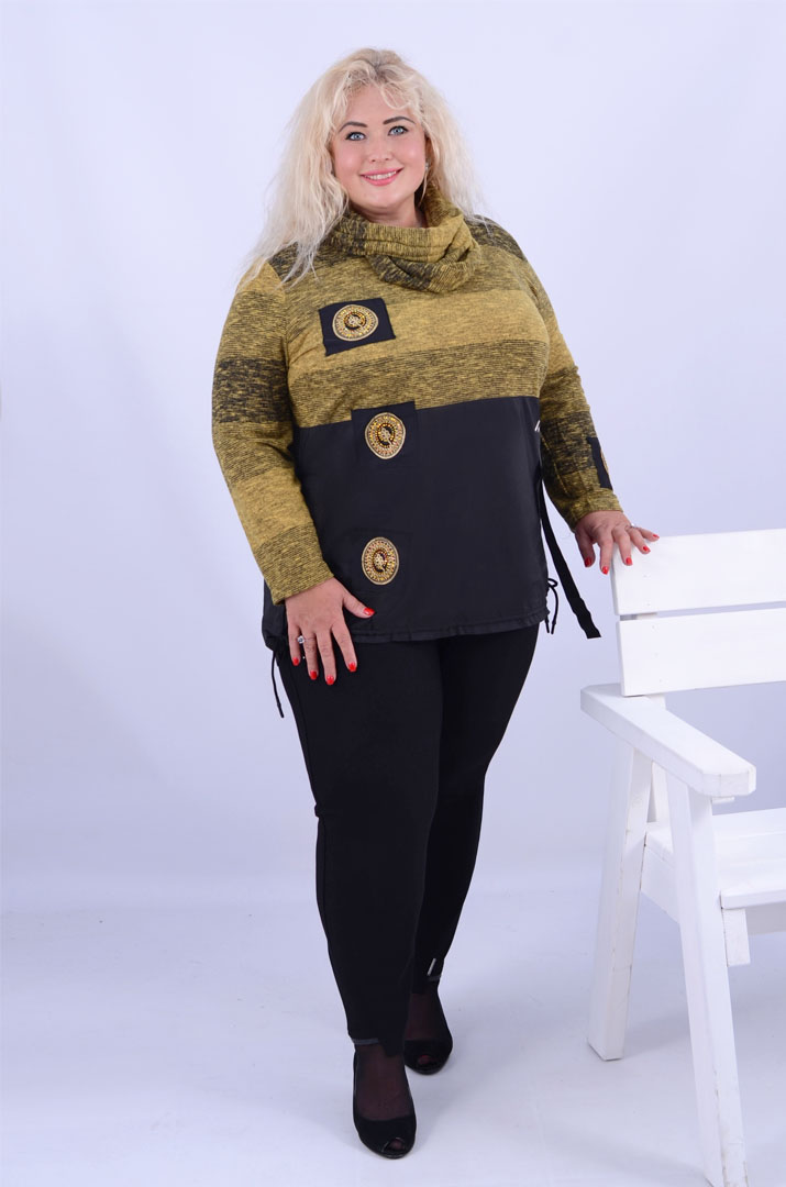 Туника трапеция укороченая с хомутом супер батал