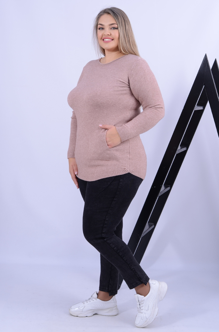 Базова пряма туніка з кишенями в різних кольорах батал