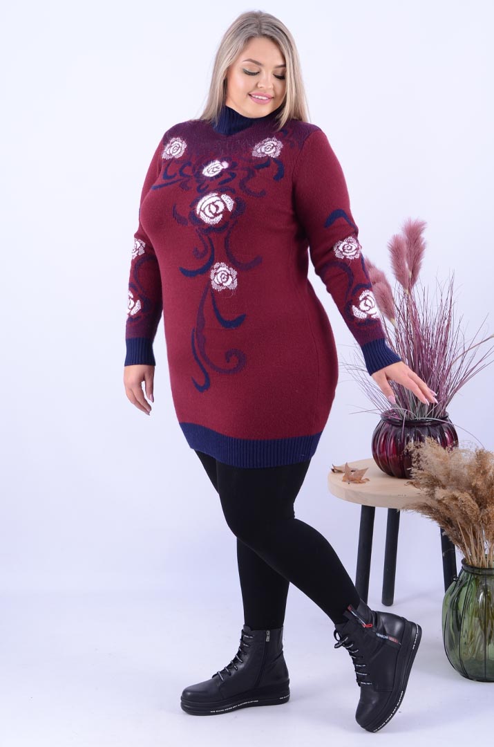 Тепла вкорочена туніка з візерунками батал