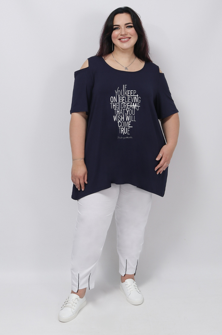 Туніка коротка з відкритими плечима супер батал