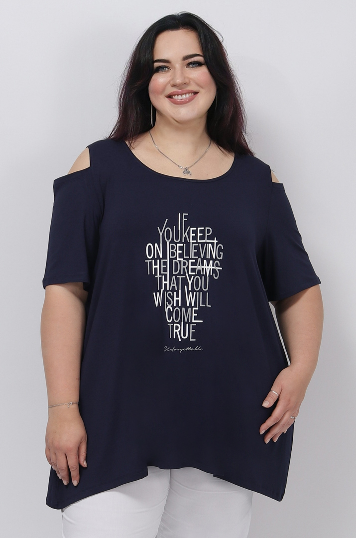 Туніка коротка з відкритими плечима супер батал