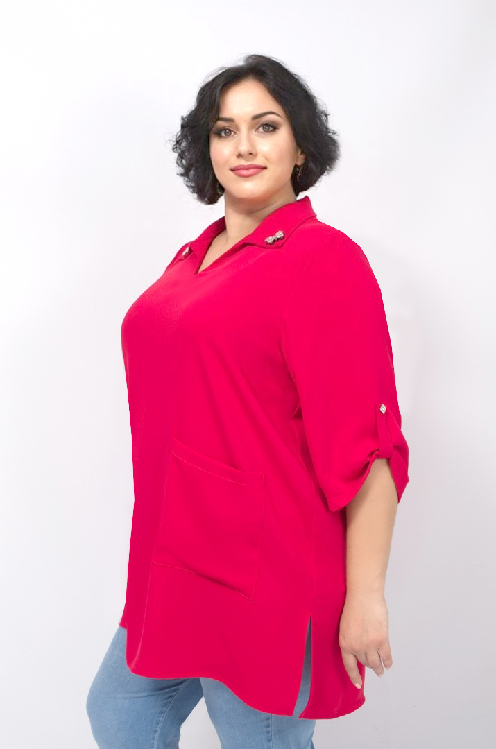 Туника с карманами и украшениями батал