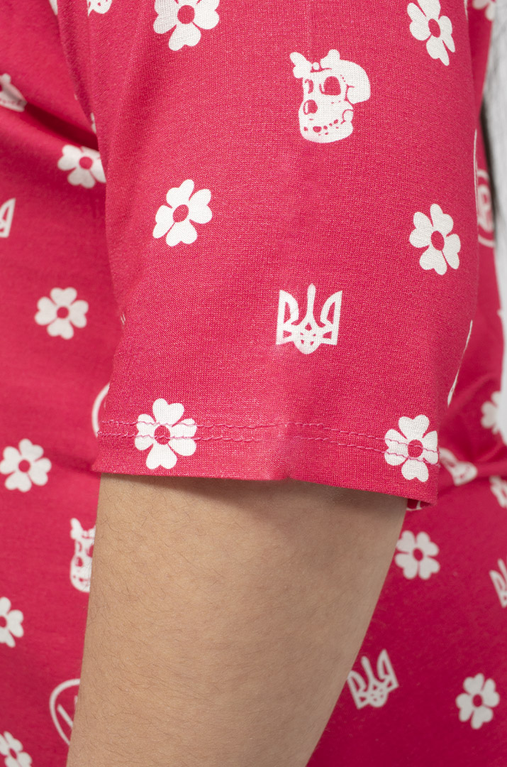 Туника трикотажная в трендовый принт супер батал