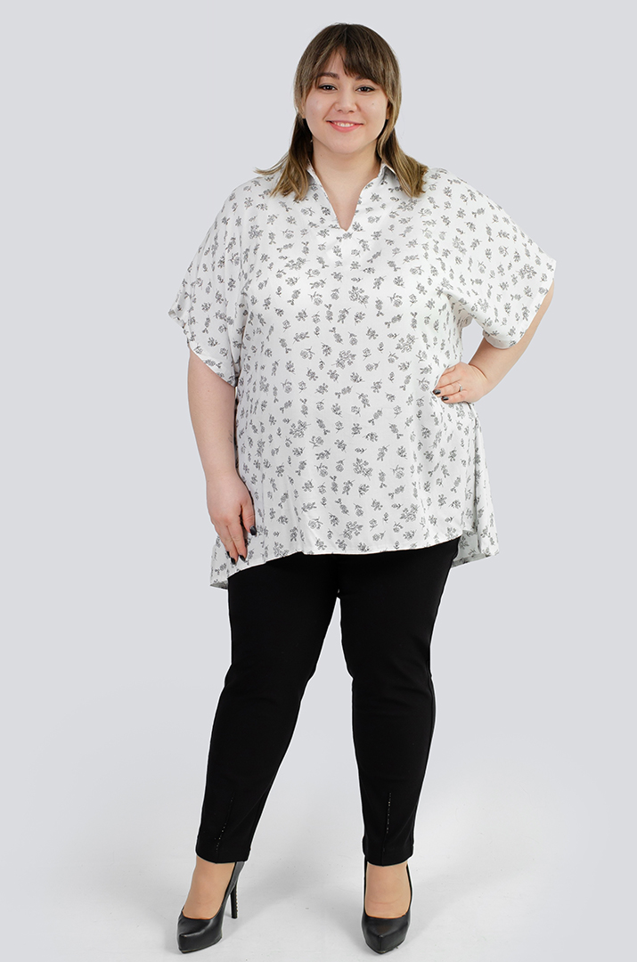 Стильна туніка з коміром супер батал