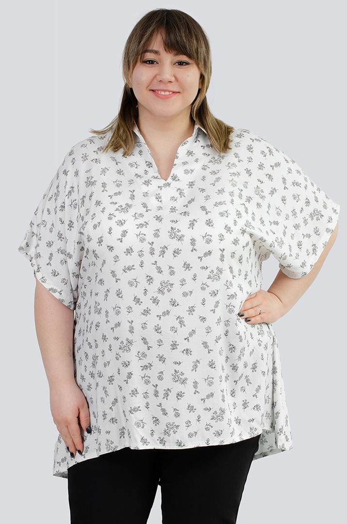 Стильна туніка з коміром супер батал