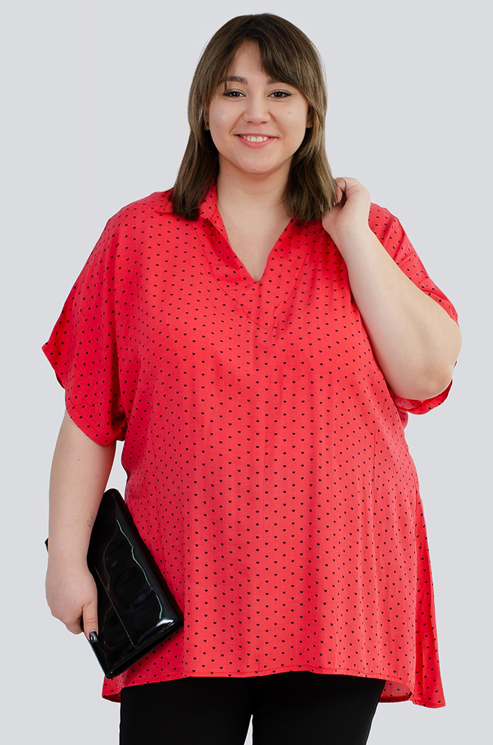 Стильна туніка з коміром супер батал