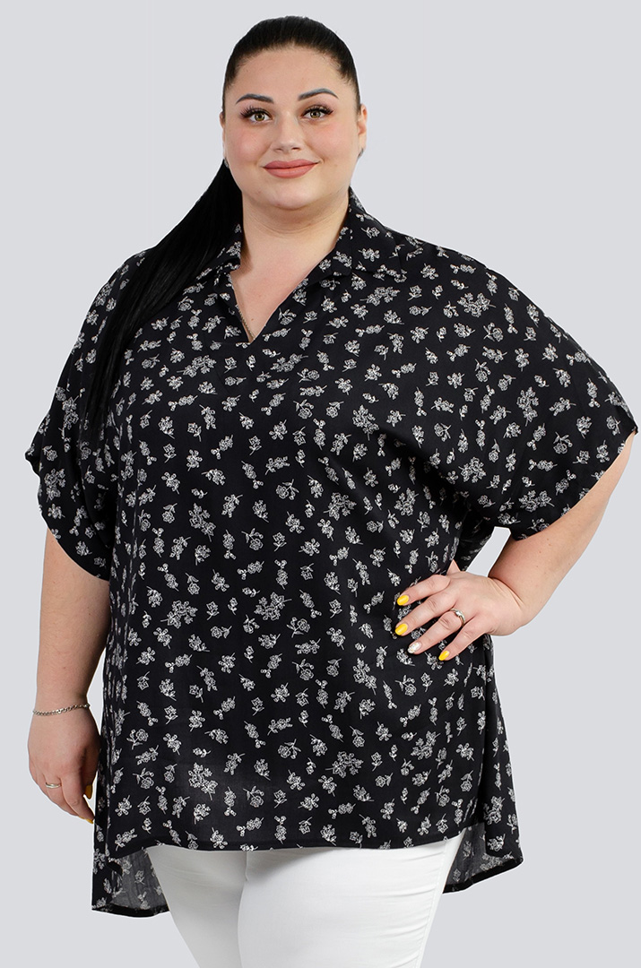 Стильна туніка з коміром супер батал