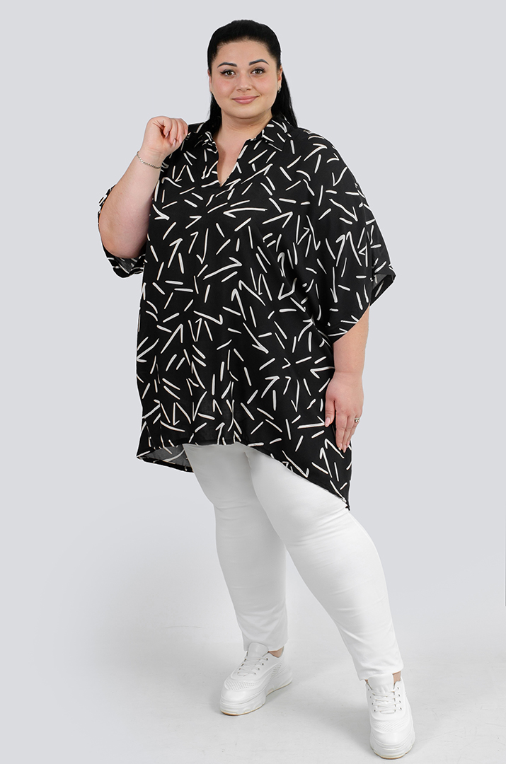 Стильна туніка з коміром супер батал
