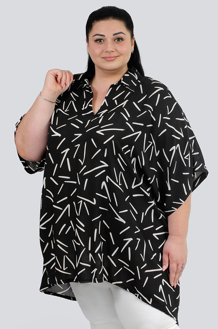 Стильна туніка з коміром супер батал