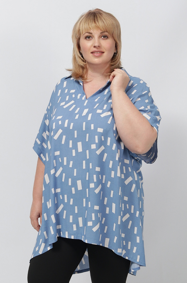 Стильна туніка з коміром супер батал