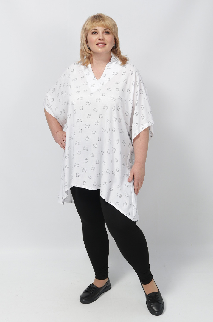 Стильна туніка з коміром супер батал