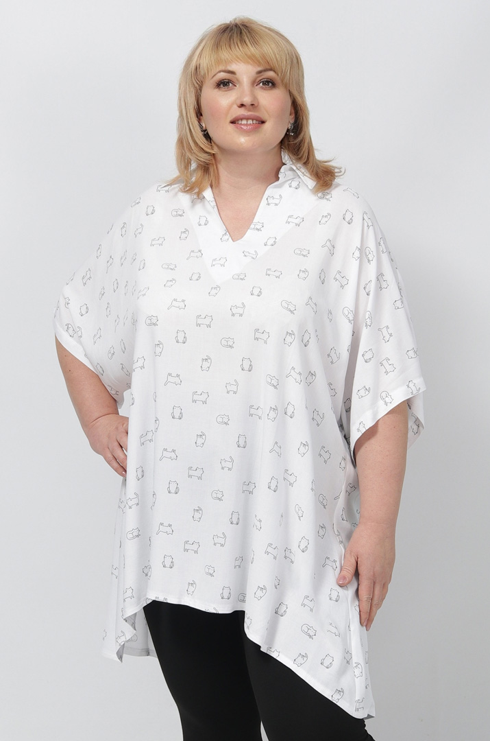 Стильна туніка з коміром супер батал