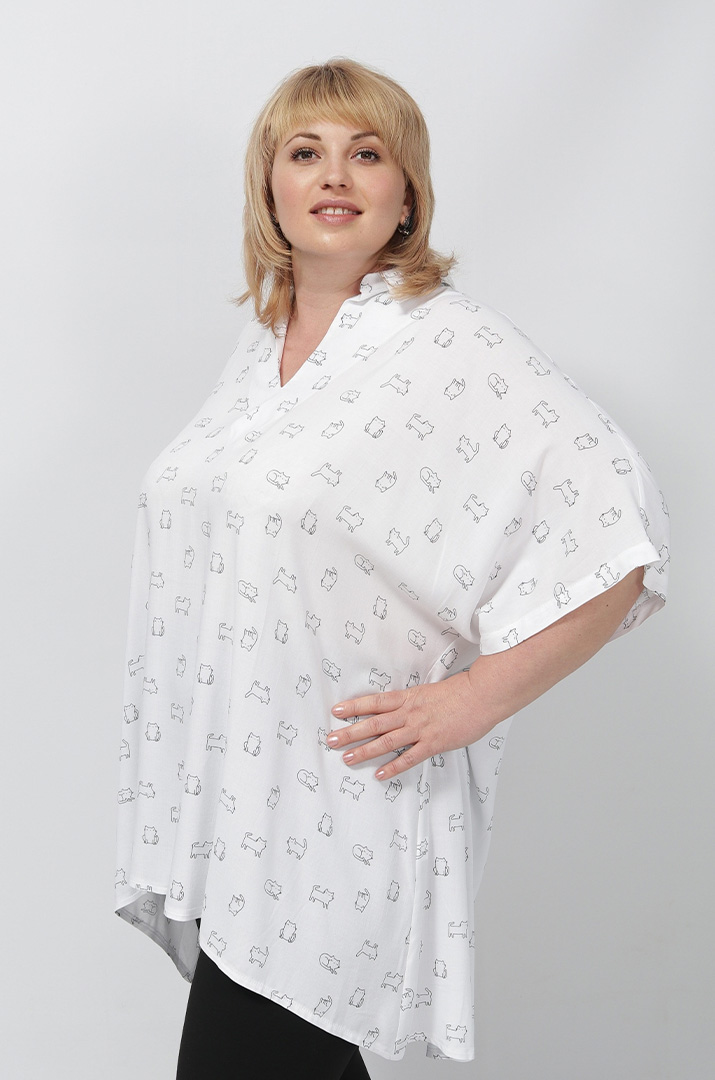 Стильна туніка з коміром супер батал