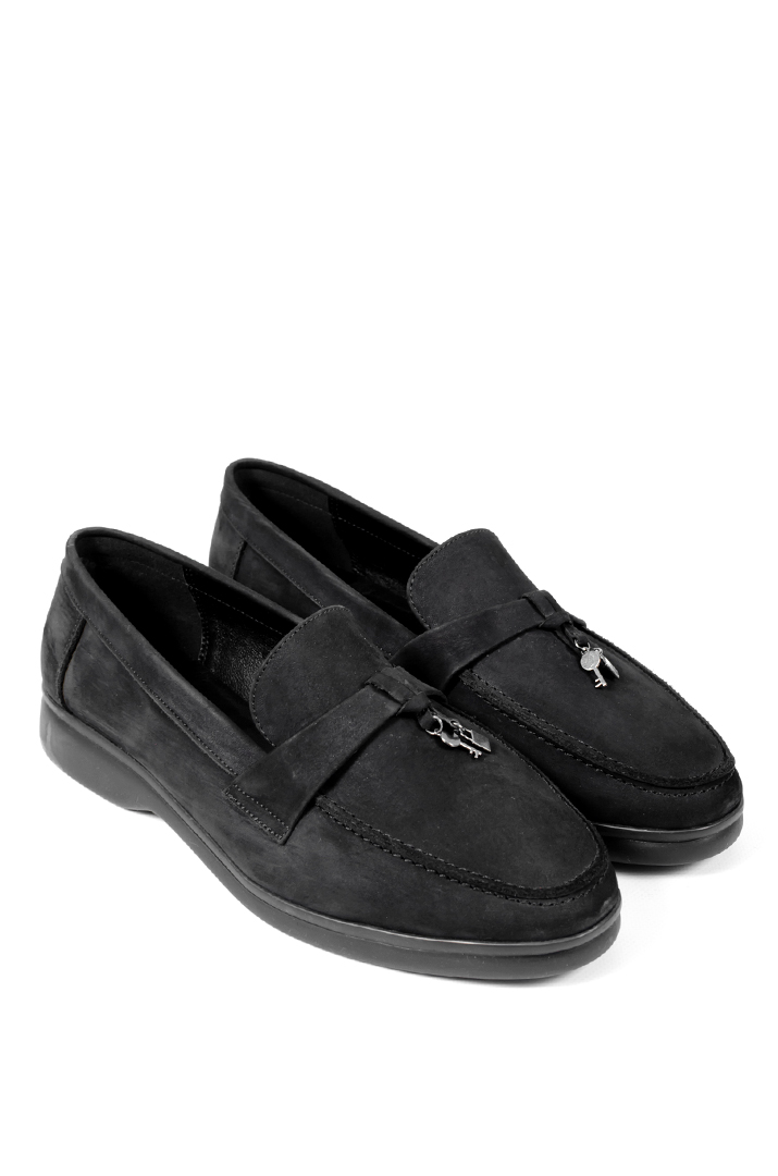 Лоферы нубук с украшением больших размеров