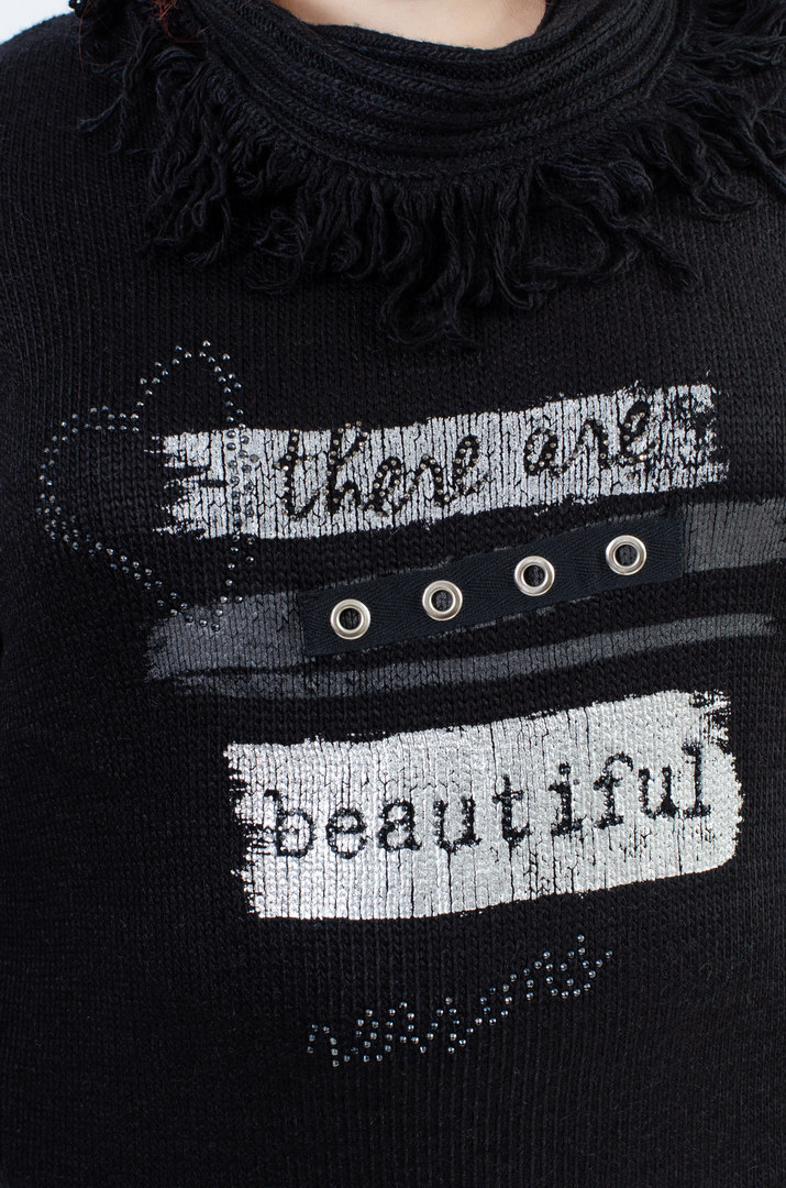 Туніка довга з декором та коміром з ворсом великих розмірів