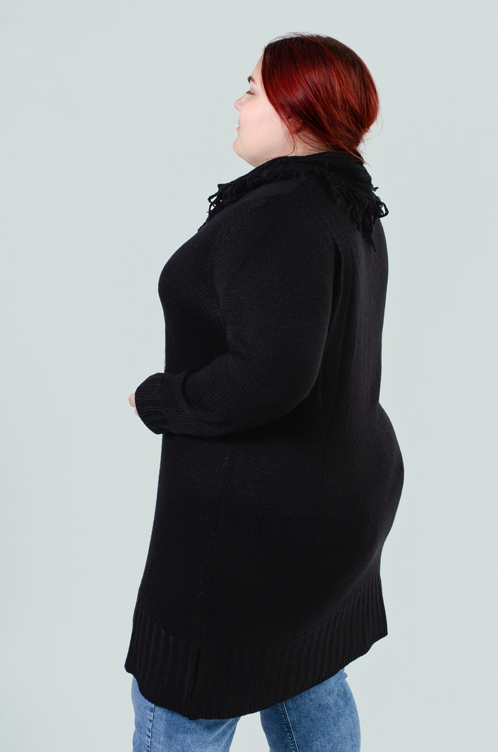 Туніка довга з декором та коміром з ворсом великих розмірів