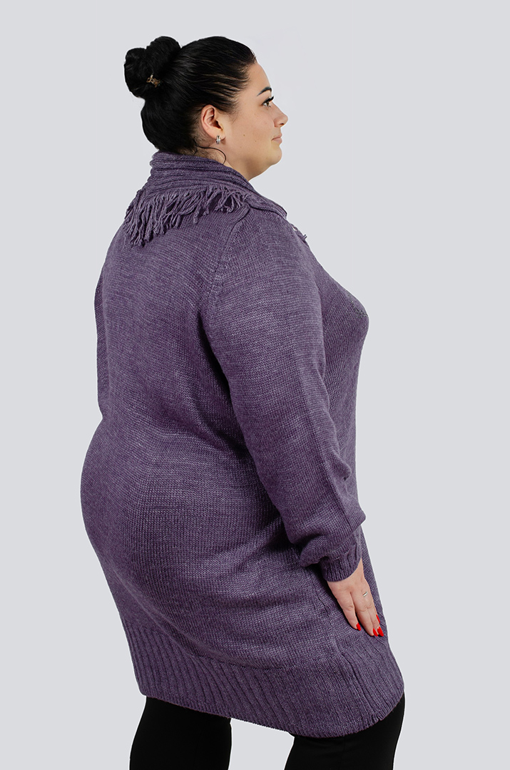 Туніка довга з декором та коміром з ворсом великих розмірів