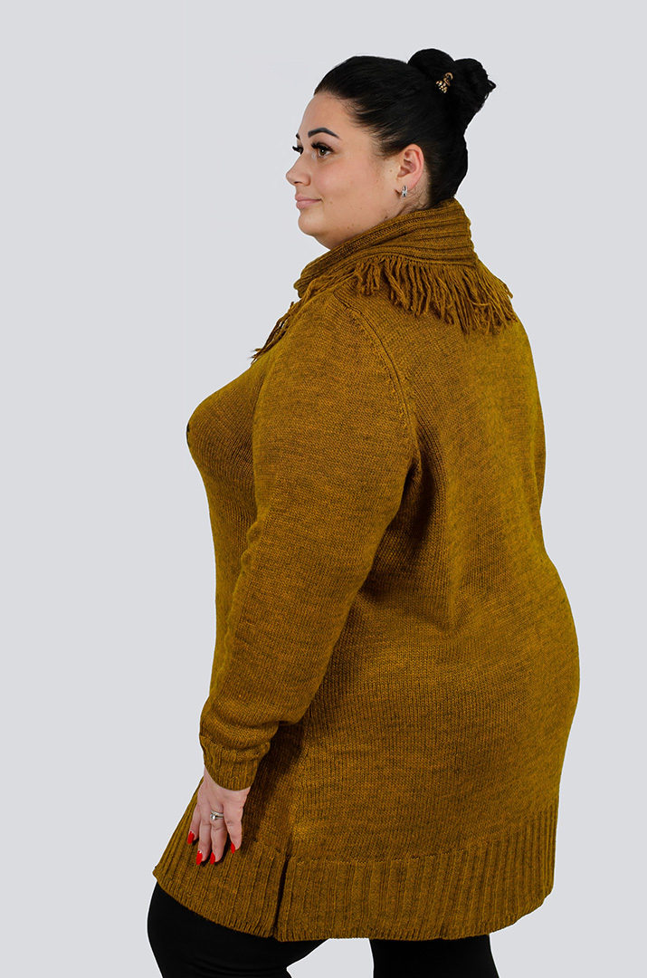 Туніка довга з декором та коміром з ворсом великих розмірів