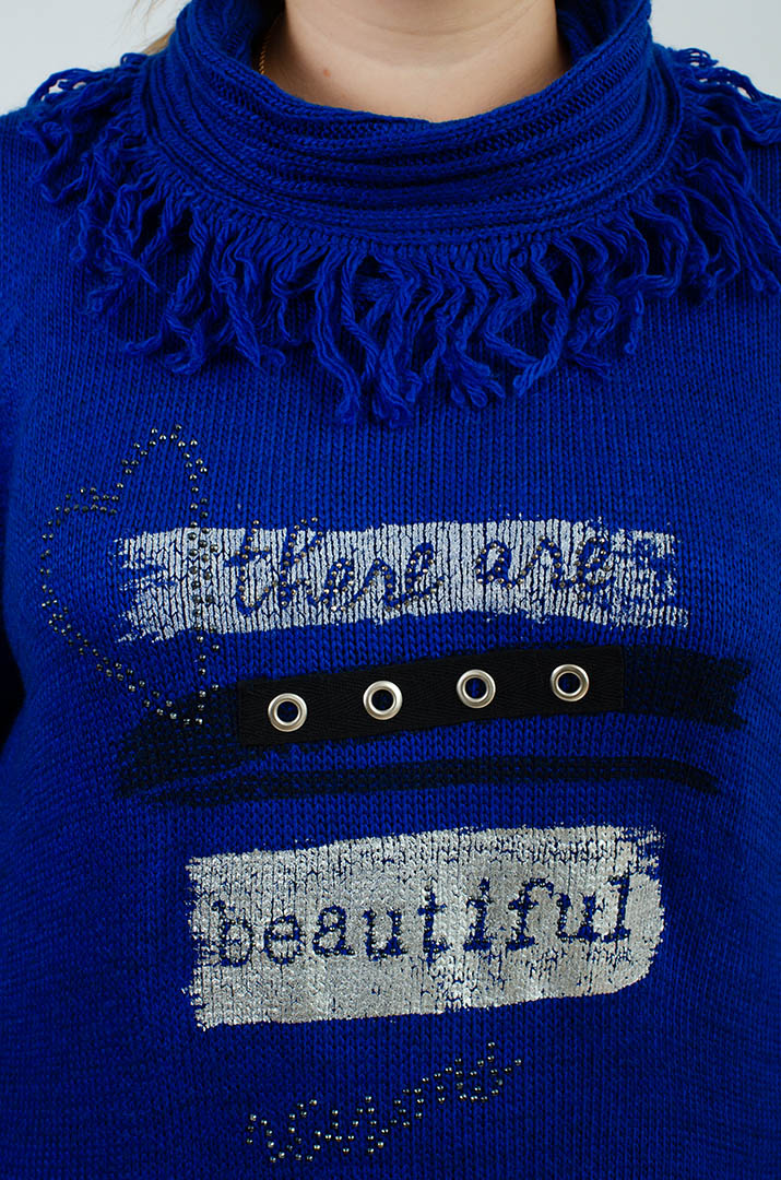 Туніка довга з декором та коміром з ворсом великих розмірів