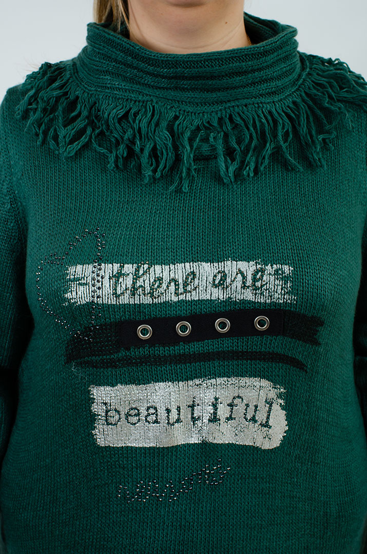 Туніка довга з декором та коміром з ворсом великих розмірів