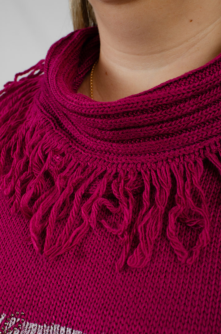 Туніка довга з декором та коміром з ворсом великих розмірів