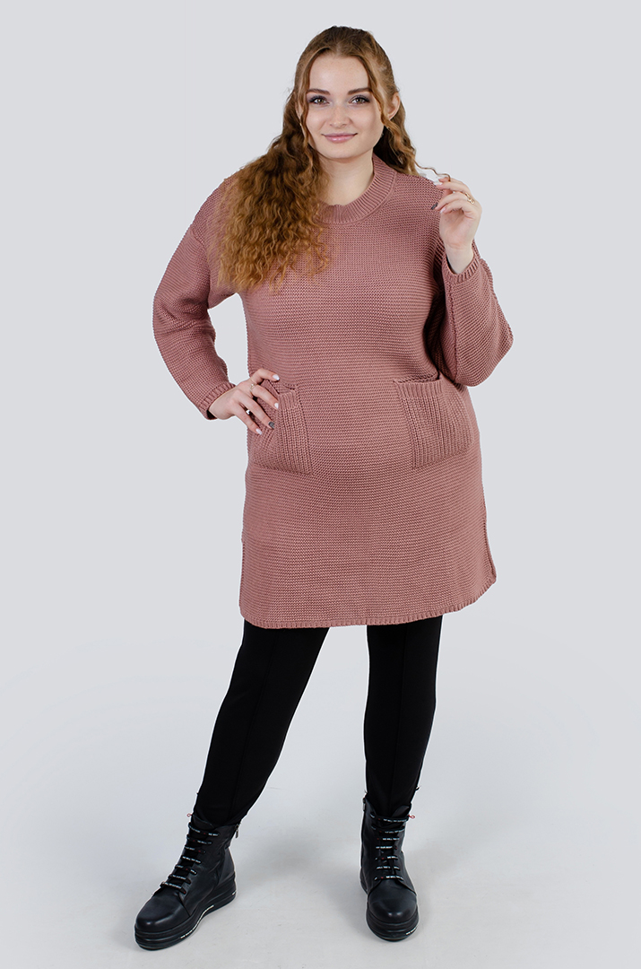 Туніка в'язана з кишенями батал