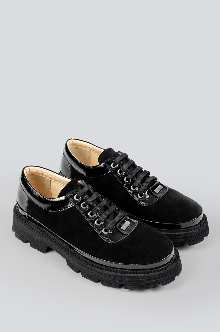 Дерби из замши и лака больших размеров