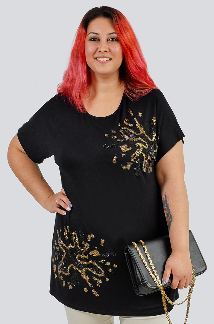 Туніка з декором із стразів великих розмірів