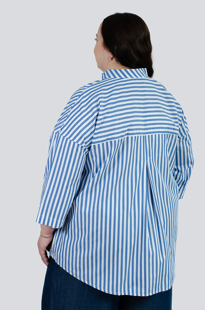 Туніка в смужку з принтом із сріблом великих розмірів