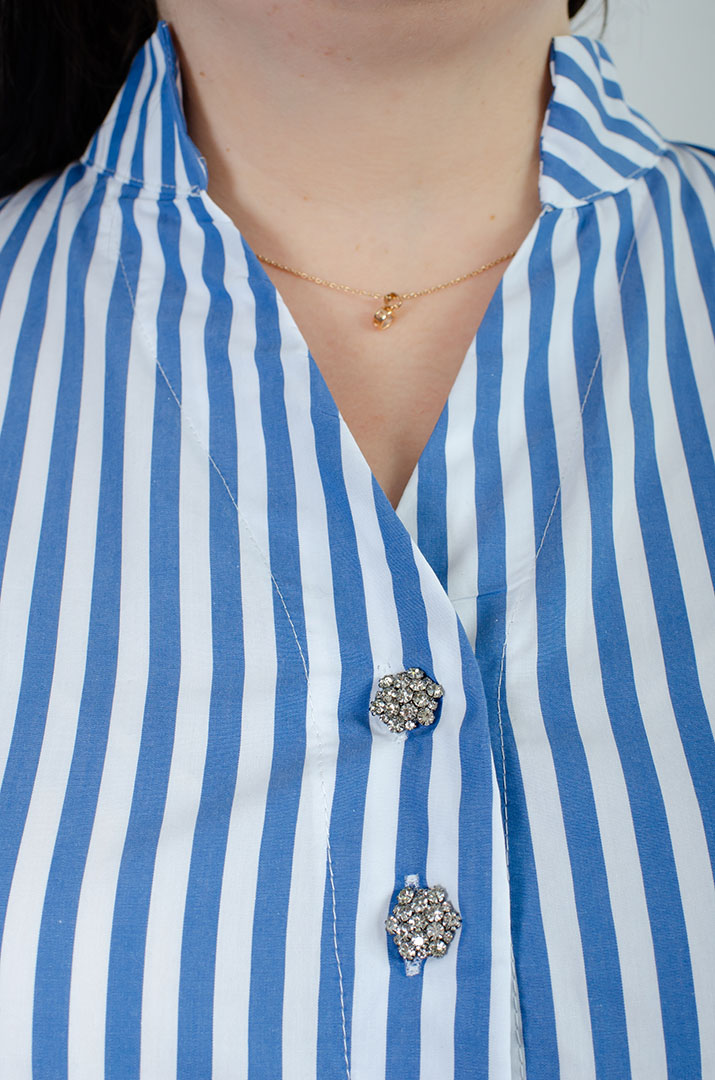 Туніка в смужку з принтом із сріблом великих розмірів