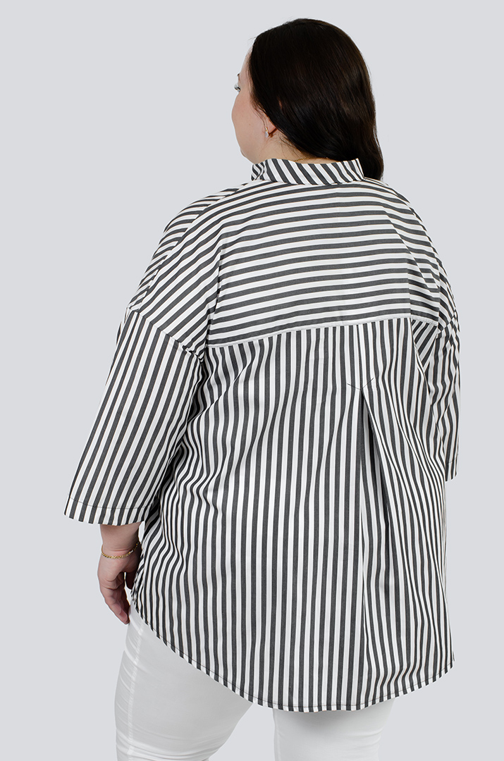 Туніка в смужку з принтом із сріблом великих розмірів