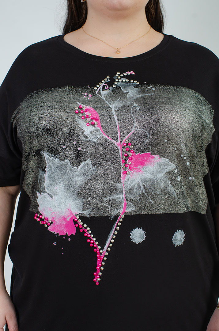 Туніка зі стразами та перлинами великих розмірів